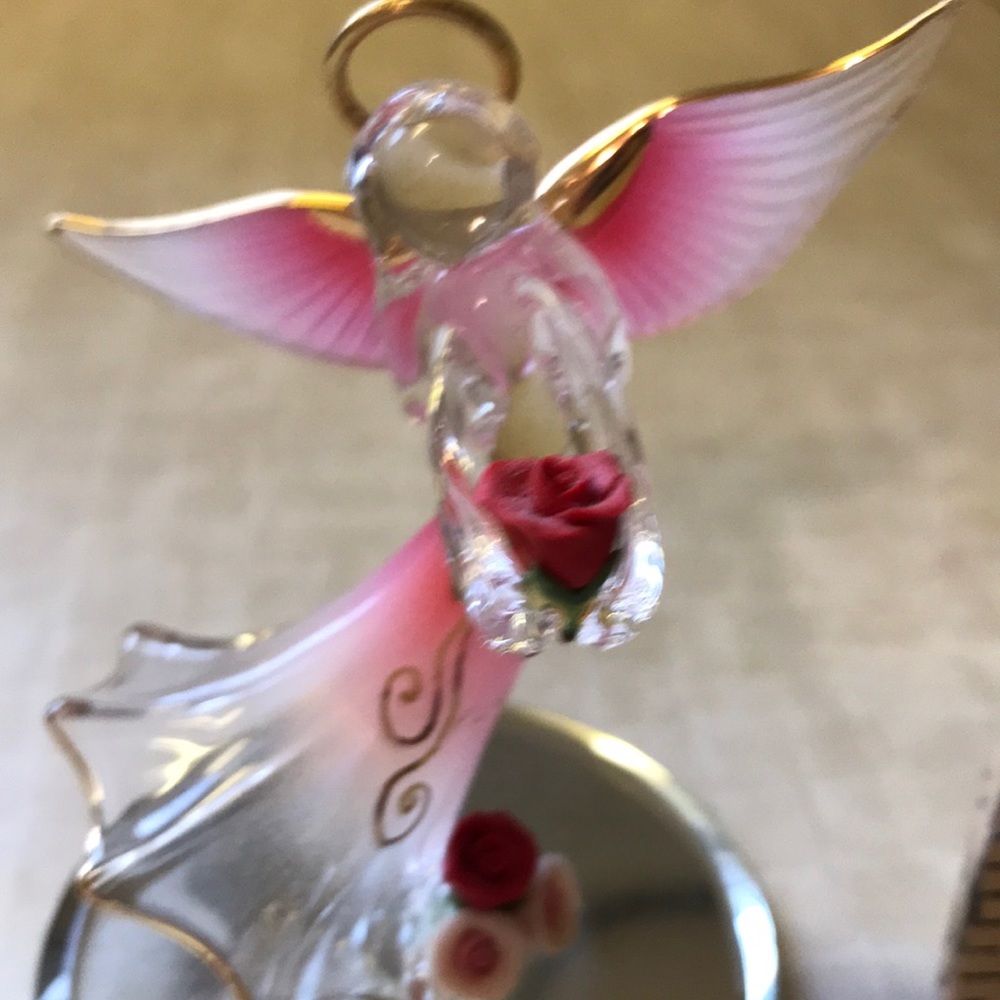 Vintage Glass Baron Angel with Roses - Picture 2 of 6